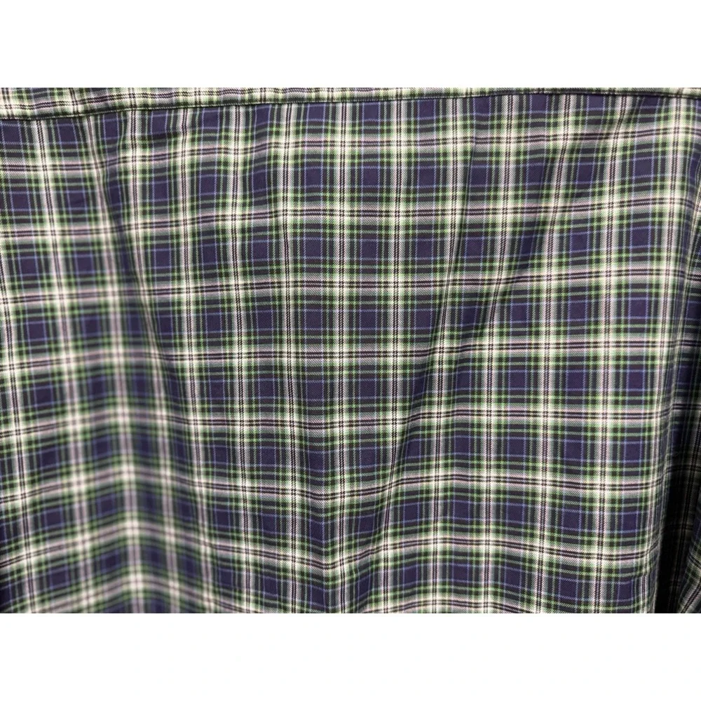 Lincs DC & Co Men's XL 100% Cotton Plaid Shirt Blue Button Up Work Formal